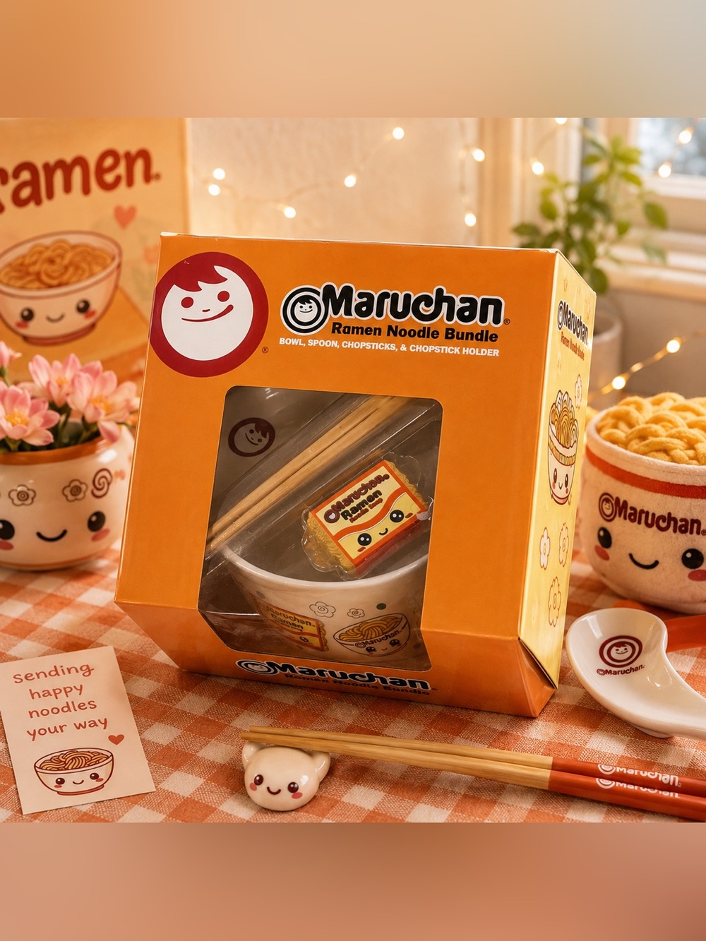 🍜 Maruchan Ramen Noodle Bundle – Bowl, Spoon, Chopsticks & Chopstick Holder